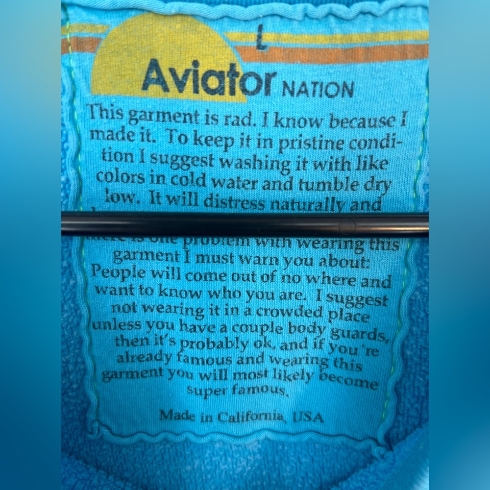 Aviator Nation Blue Sweatshirt with Lightning Bolt - Picture 2 of 5